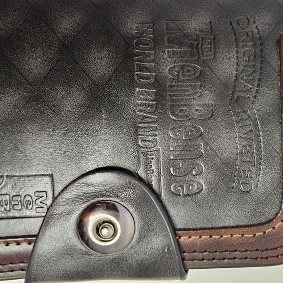 501 Mens Bense Wallet Black With Brown Riveted Snap Closure Credit Card H0358 - Picture 2 of 9